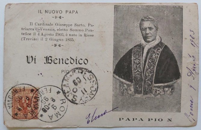 Cartolina Postale Contessa Lavinia di Brazzà VIAGGIATA Papa PIO X Cartolina Postale Contessa Lavinia di Brazzà VIAGGIATA Papa PIO X