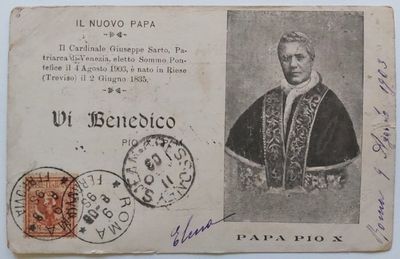 Cartolina Postale Contessa Lavinia di Brazzà VIAGGIATA Papa PIO X Cartolina Postale Contessa Lavinia di Brazzà VIAGGIATA Papa PIO X