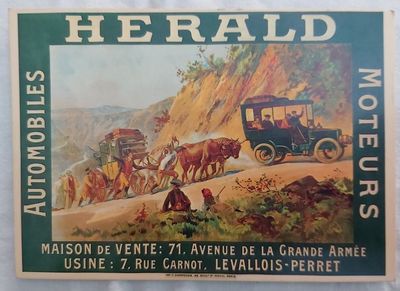 Cartolina Postale Herald Automobiles Moteurs Serie Nos Vieilles Affiches 1904