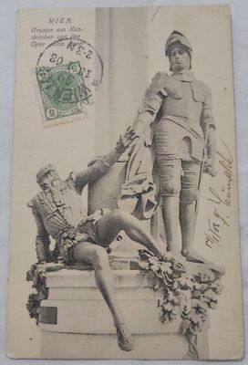 Cartolina Postale Viaggiata Wien Vienna Gruppe am Kandelaber Von Der Oper Don Juan 1908 Cartolina Postale Viaggiata Wien Vienna Gruppe am Kandelaber Von Der Oper Don Juan 1908