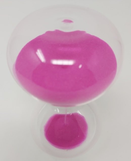 Clessidra Vetro 15 min Sabbia Colori Disponibili Fuxia Bianco Verde Blu cm 14x8