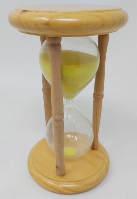 Clessidra Legno 20 Minuti Sabbia Gialla altezza cm 14,2 diametro cm 8,6 Hourglass Sand Timer