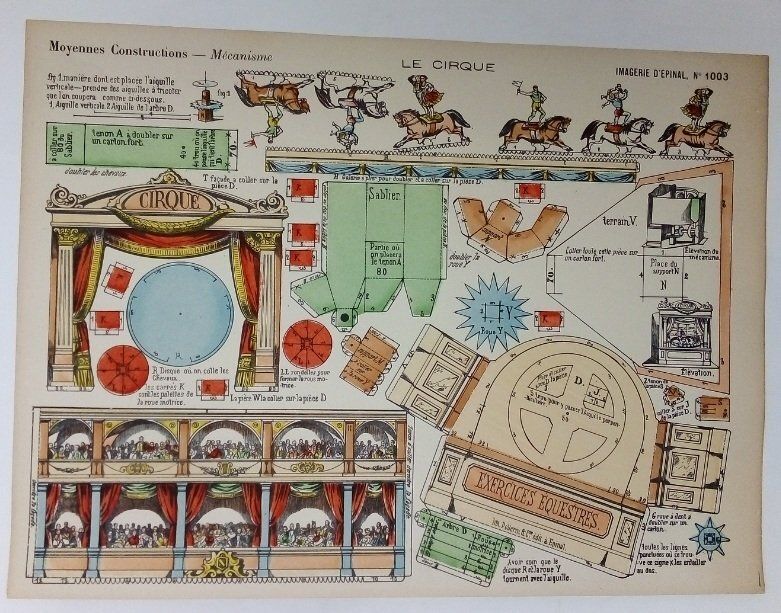 Cartoncino da Ritagliare Cartoncino da Ritagliare "Le Cirque" D'Epinal Francese 1890