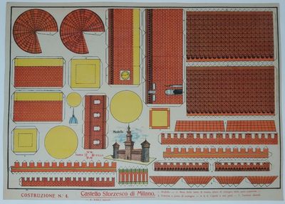 Cartoncino da Ritagliare Cartoncino da Ritagliare "Castello Sforzesco di Milano" Costruzione N.° 4 Marca Stella (da Collezione)