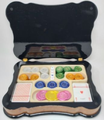 Cofanetto Scatola Gioco Radica Pregiata Fiches e Carte Cofanetto Scatola Gioco Radica Pregiata Fiches e Carte