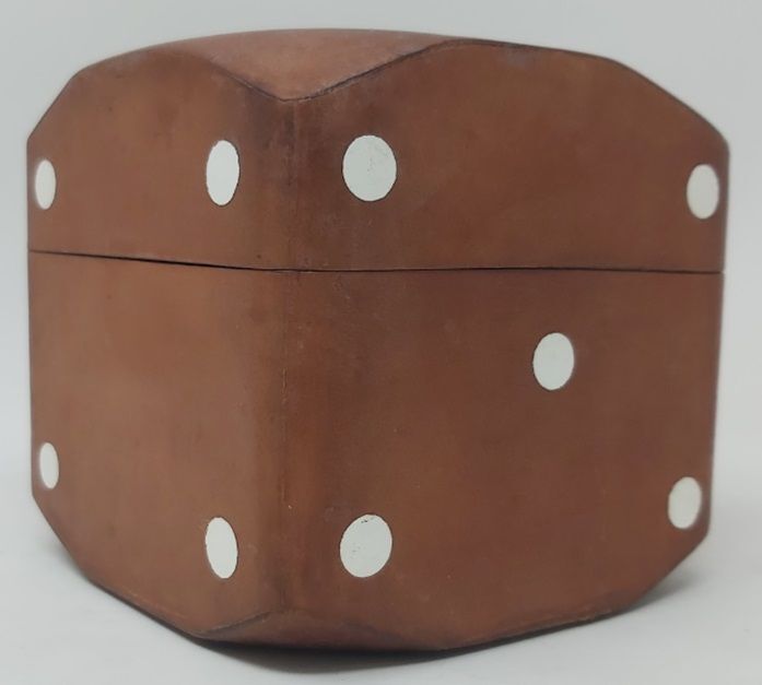 Dado Porta Carte Poker Ramino e 5 Dadi Comuni in Cuoio Fiorentino Vintage