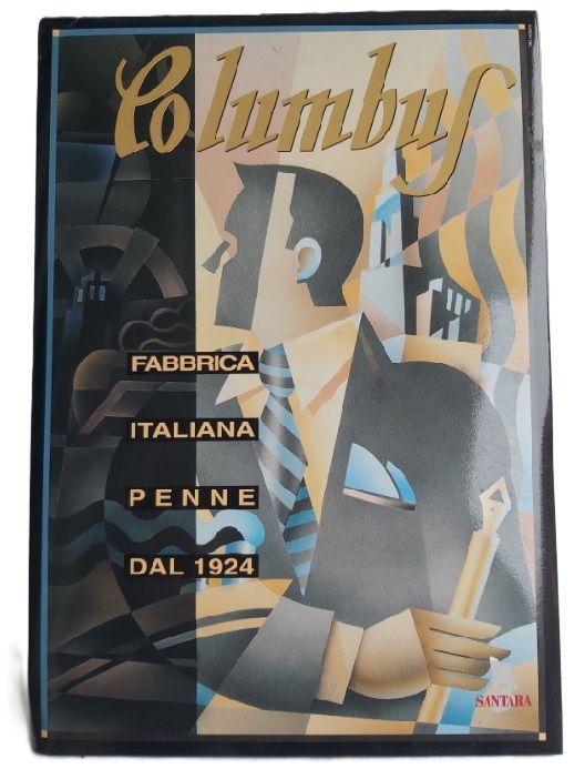 Espositore Pubblicitario Locandina Vetrine Santara Columbus Fabbrica Penne dal 1924 Espositore Pubblicitario Locandina Vetrine Santara Columbus Fabbrica Penne dal 1924