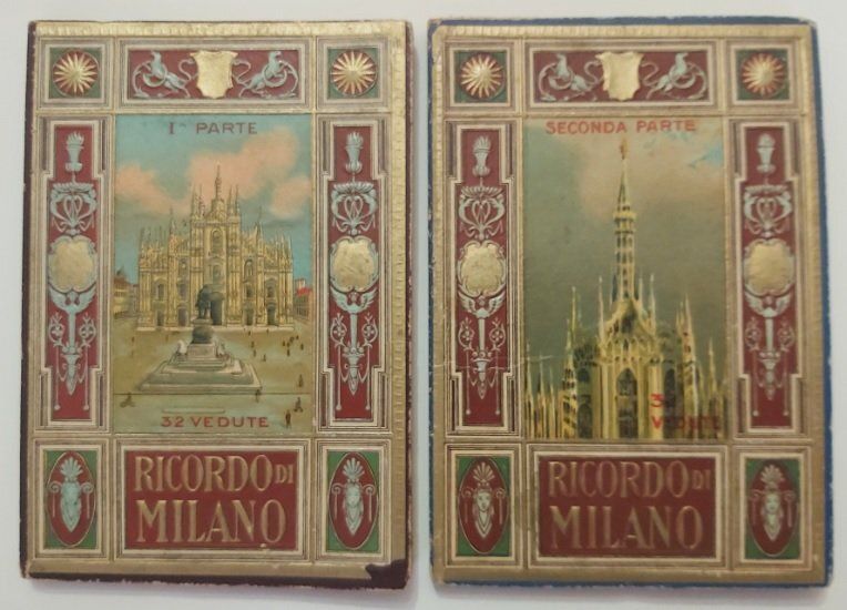 Coppia Libretti Ricordo di Milano 1a Parte 32 Vedute e 2a Parte 32 Vedute