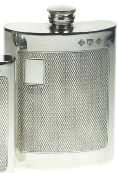 Fiaschetta Flask 6 oz Grana Riso Peltro Marchio Sheffield Incisa Fiaschetta Flask 6 oz Grana Riso Peltro Marchio Sheffield Incisa