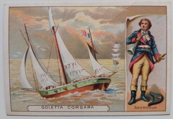 Figurina Anni ’30 Goletta Corsara Surcouf Cioccolato Figurina Anni ’30 Goletta Corsara Surcouf Cioccolato