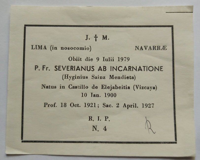 Foglietto Tratto dall'Elenco dei Fratelli Defunti Severianus Elenchus Fratrum Defunctorum (Rarità Religiosa) Foglietto Tratto dall'Elenco dei Fratelli Defunti Severianus Elenchus Fratrum Defunctorum (Rarità Religiosa)