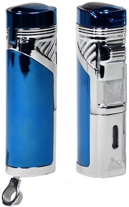 Accendino Lubinski Titan 4 Jet Flame c/Bucasigari (disponibile nei colori, Blu Metallizzato, Nero, Lacca Radica) Accendino Lubinski Titan 4 Jet Flame c/Bucasigari (disponibile nei colori, Blu Metallizzato, Nero, Lacca Radica), Colore: Blu Metallizzato