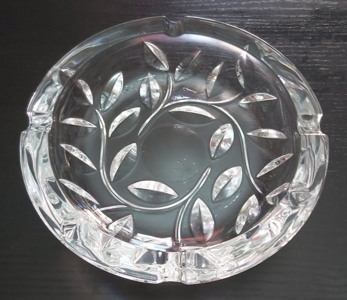 Posacenere Ashtray Vetro Cristallo Rami con Foglie