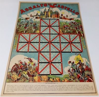 Giuoco Assalto al Castello Cromolitografia Originale Marca Stella Periodo Fascista 1920-1930 Giuoco Assalto al Castello Cromolitografia Originale Marca Stella Periodo Fascista 1920-1930