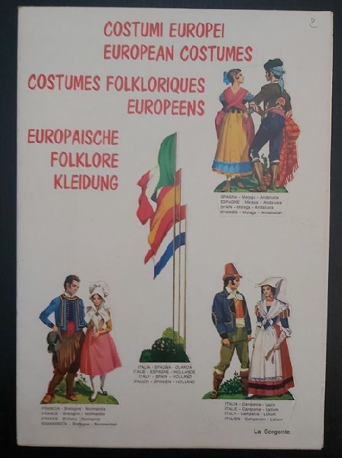 Libro Cartoncino da Ritagliare "Costumi Europei" La Sorgente Editrice – Milano 1970