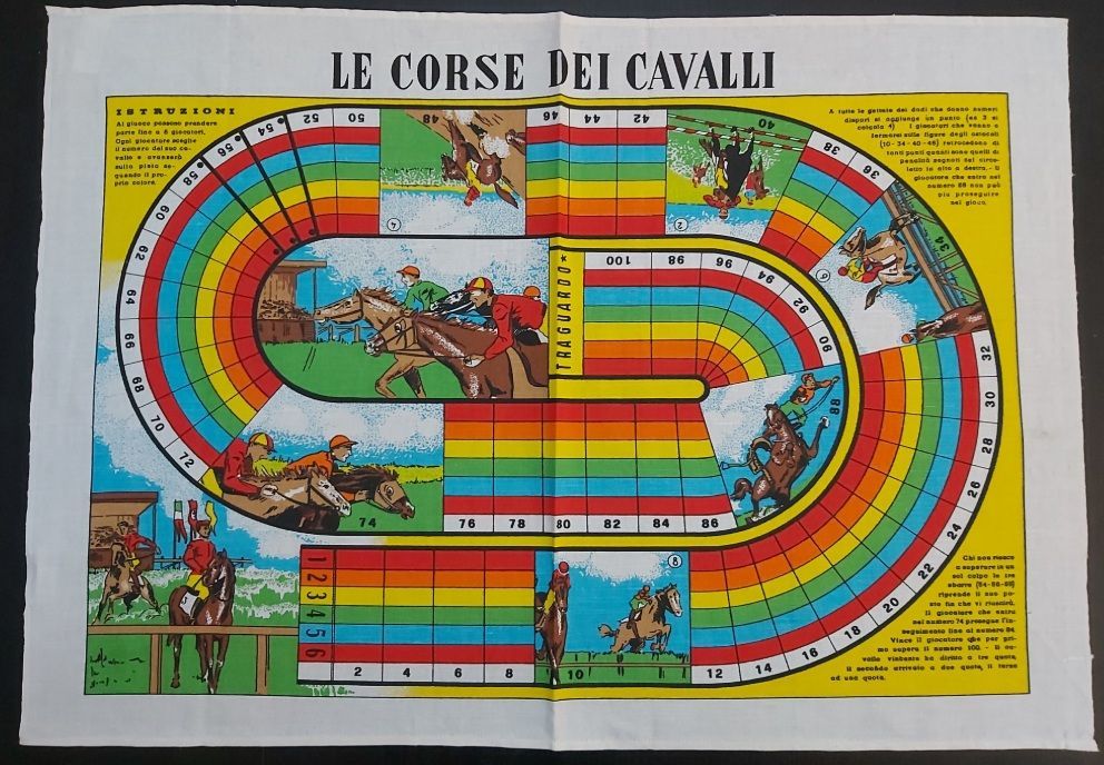 Canavaccio Gioco da Tavolo Le Corse dei Cavalli Bassetti Misto Lino