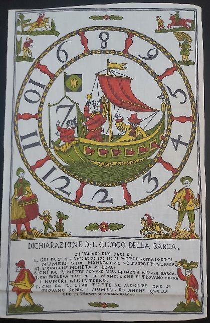 Canovaccio Gioco da Tavolo Giuoco della Barca cm 48 x 78 Vintage Canovaccio Gioco da Tavolo Giuoco della Barca cm 48 x 78 Vintage