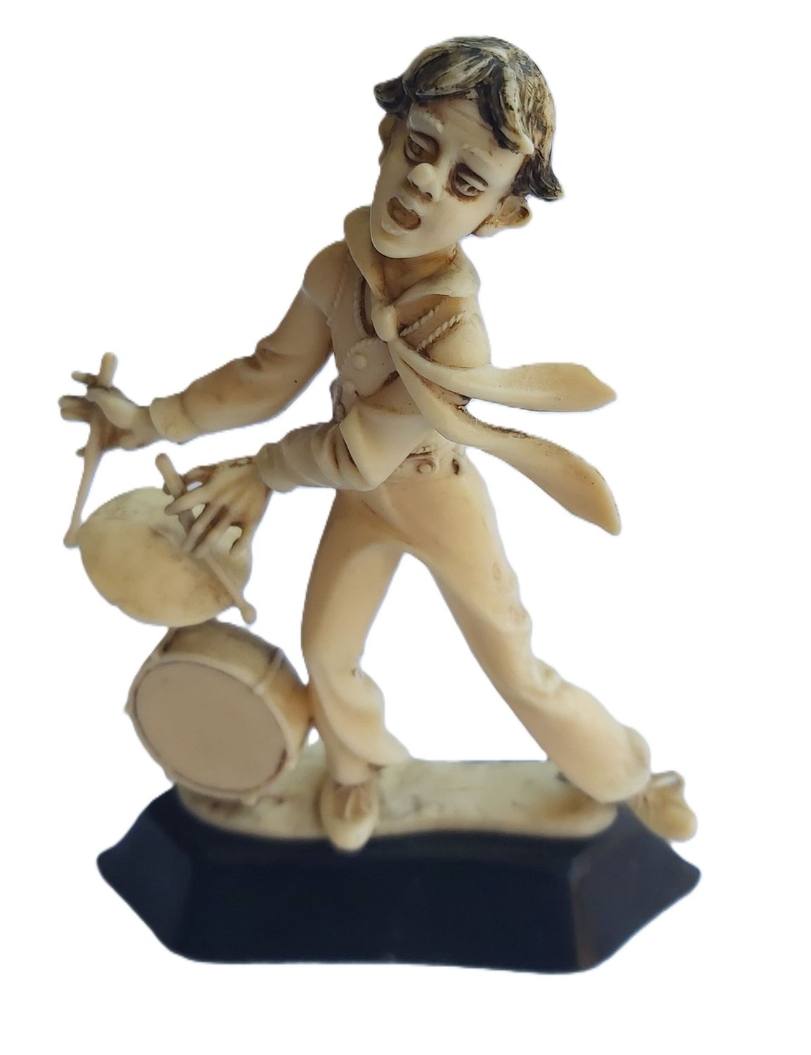 Pupazzo Batterista Statuina Vintage Figura Plastica Effetto Avorio Vintage Pupazzo Batterista Statuina Vintage Figura Plastica Effetto Avorio Vintage