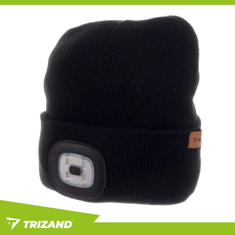 TRIZAND Wintermütze mit LED-Taschenlampe – USB-aufladbar, warm & universell