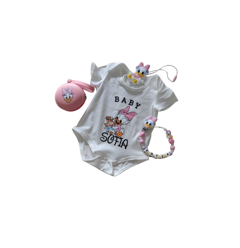 CONJUNTO BABY DAISY "SOFIA" CON CHUPETERO, MORDEDOR Y PORTACHUPETES
