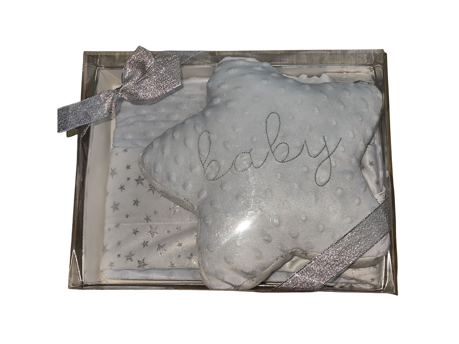 CONJUNTO MANTITA Y COJÍN ESTRELLA CELESTE