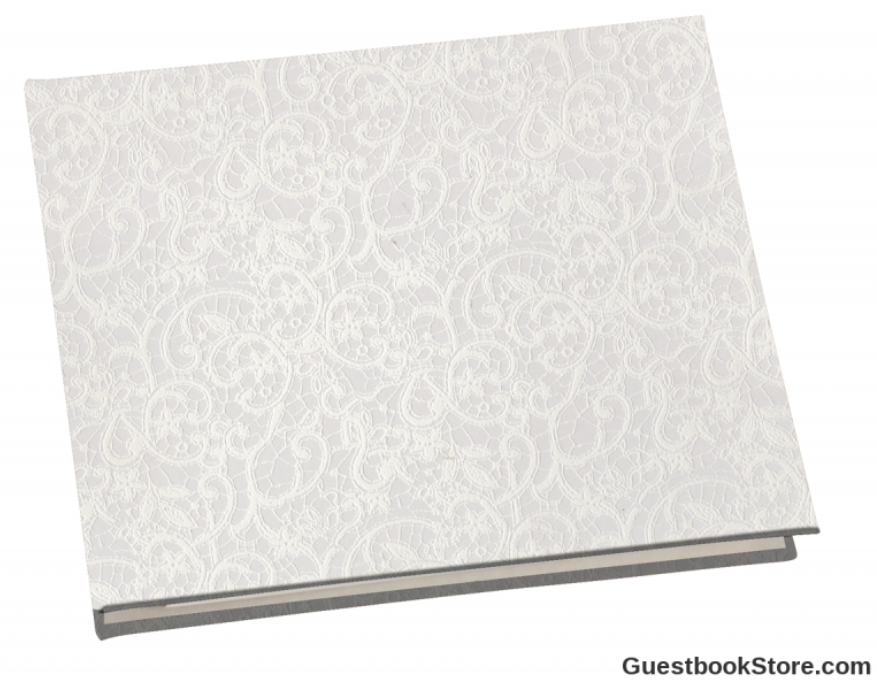 Formal Bride &amp; Groom Memories Wedding Guestbook, Pages: 20, Album Cover: White Lace