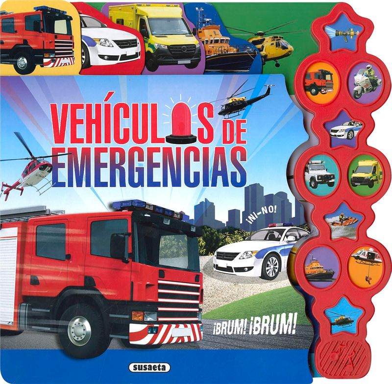 Vehículos de Emergencias (10 Sonidos) - Libro Interactivo Sonoro para Niños | Bomberos, Policía, Ambulancia | Editorial Susaeta
