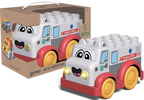 Vehículo Ecológico Giros con Bloques de Construcción | Camión de Reciclaje con Luz y Sonido