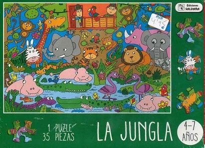 Precioso puzzle de La Jungla de 35 piezas. Ideal para niños de 4 a 7 años para desarrollar la concentración y la motricidad. ¡Descubre los animales!