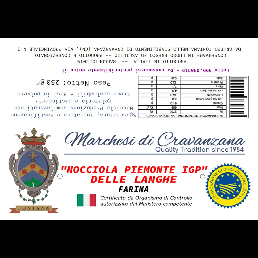 Farina di Nocciola Piemonte IGP” delle Langhe