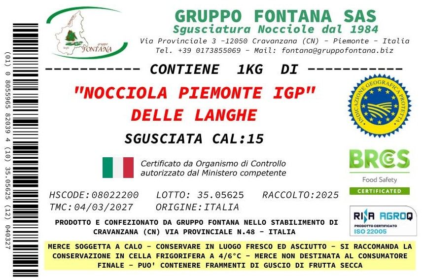 Nocciola Piemonte IGP delle Langhe cruda
