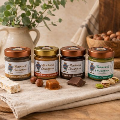 Box 4 Creme - Pistacchio, Nocciola e Caramello Salato, Gianduiotto, Torrone