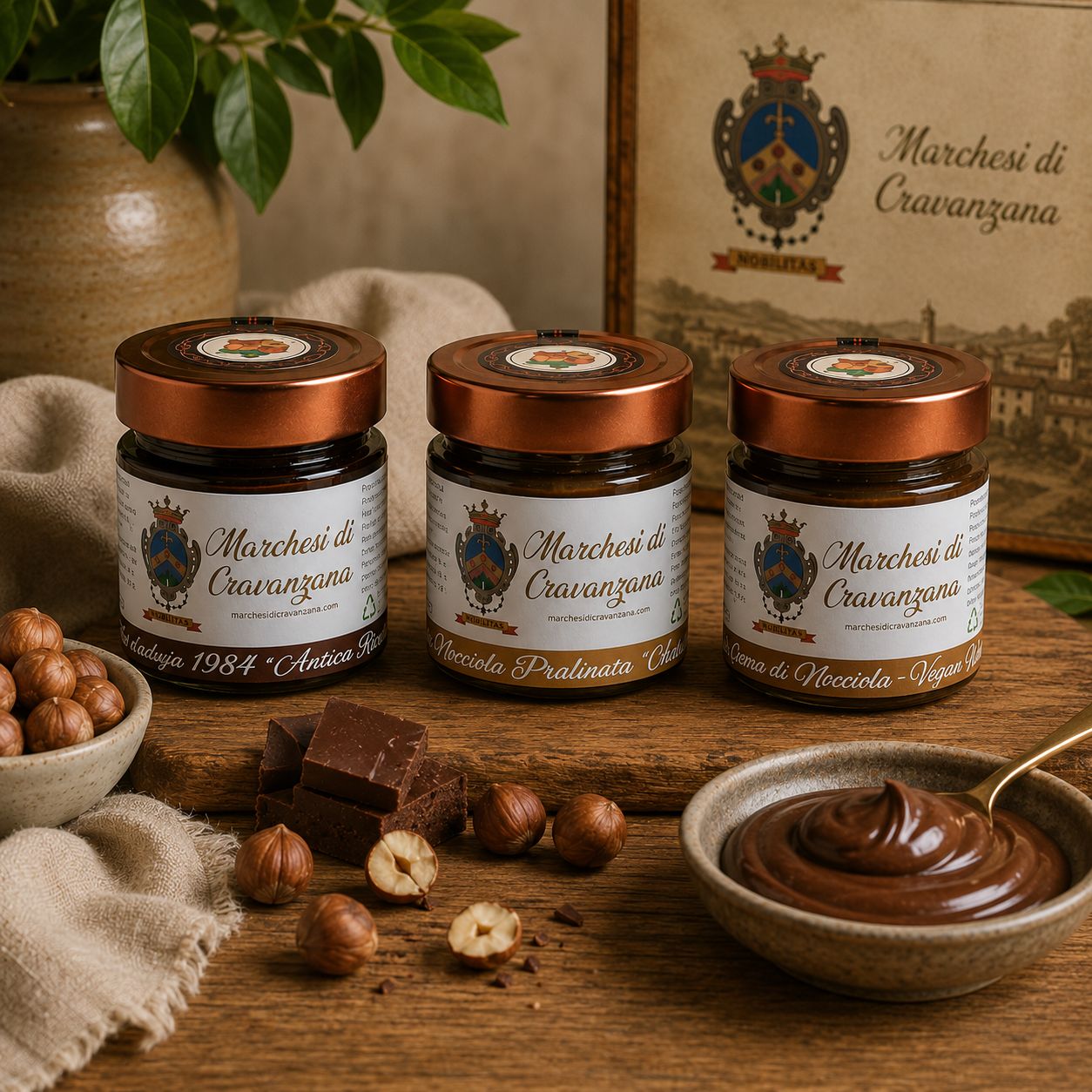 Box 3 Creme Vegan - Nocciola White, Nocciola Pralinata, Gianduia