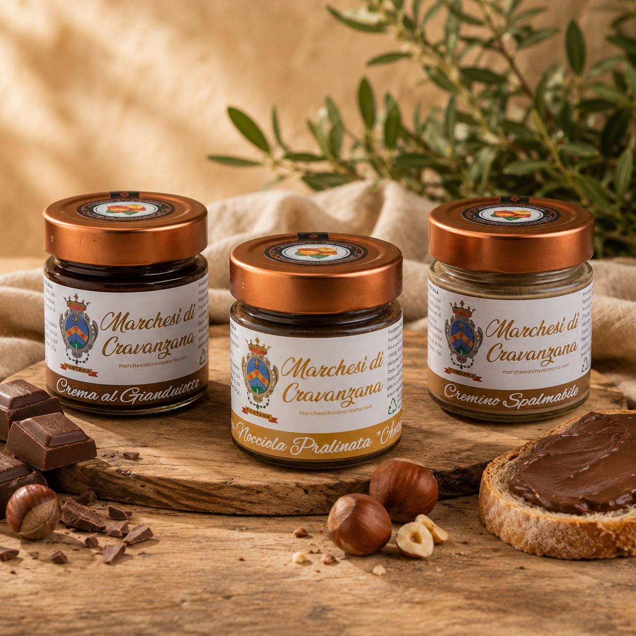 Box 3 Creme - Gianduiotto, Cremino Spalmabile, Nocciola Pralinata "Antica Ricetta dei Marchesi"