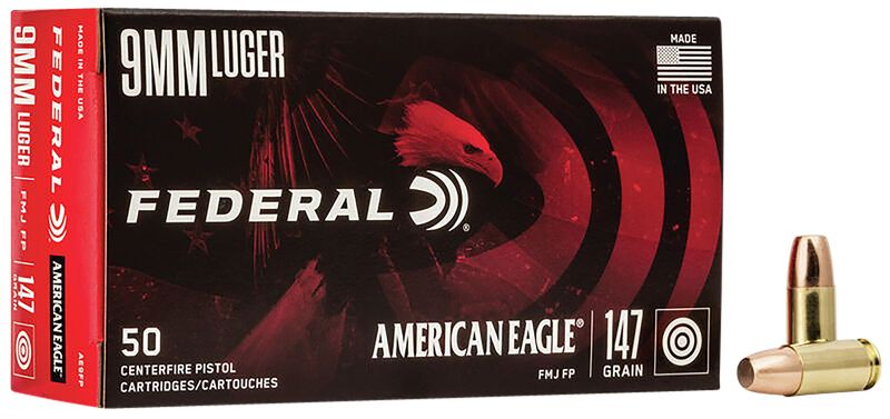 Federal AE9FP American Eagle Handgun 9mmLuger 147gr Full Metal Jacket Flat Point