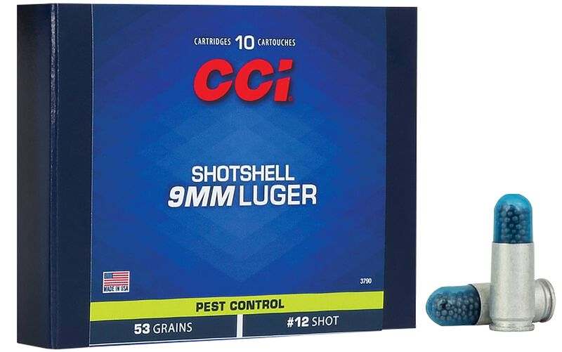 CCI 3790 Pest Control Shotshell 9mmLuger 53gr #12Shot 10 Per Box