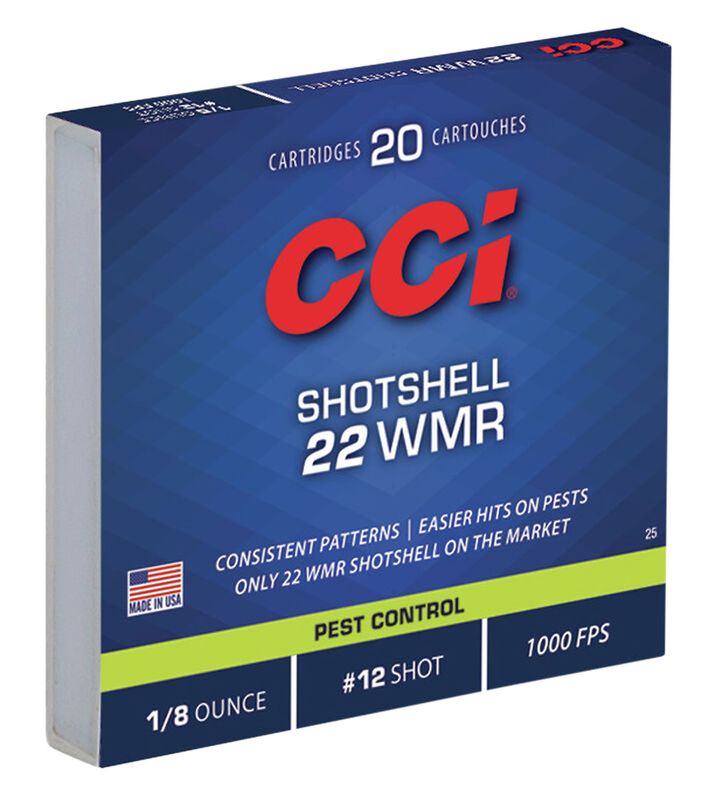 CCI 0025 Pest Control Shotshell 22WMR 52gr #12Shot 20 Per Box