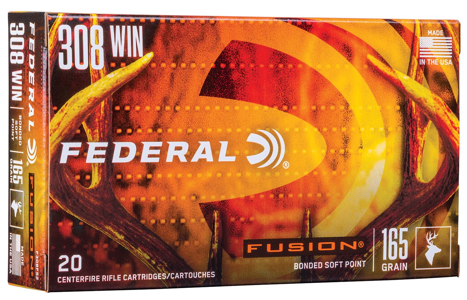 Federal F308FS2 Fusion 308Win 165gr Bonded Soft Point 20 Per Box
