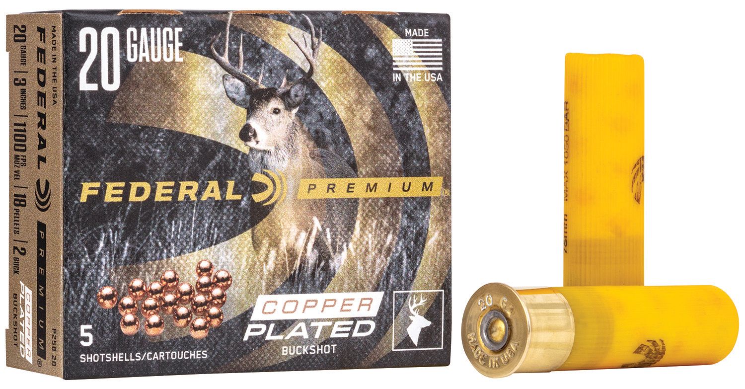 Federal P2582B Premium Magnum 20Gauge 3" 18Pellets 1 1/4oz 2BuckShot 5 Per Box