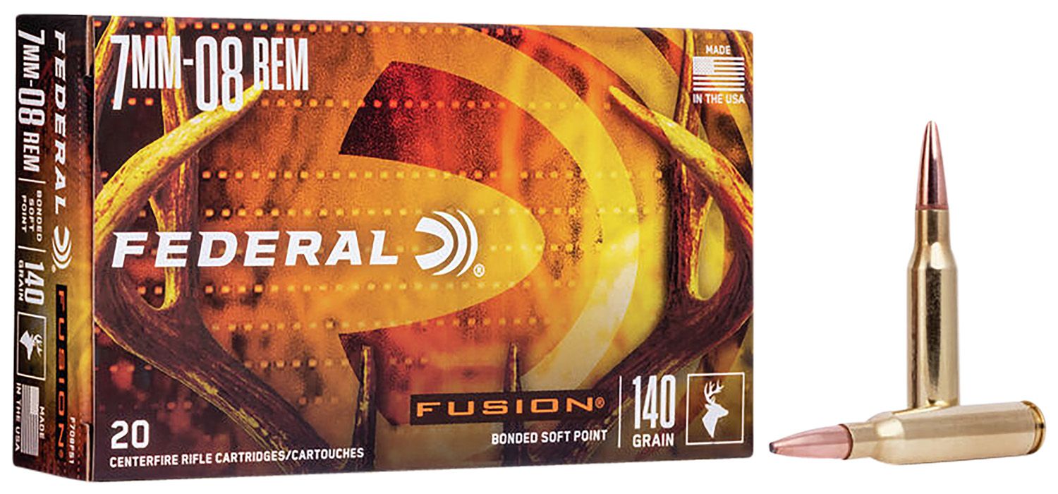 Federal F708FS1 Fusion 7mm-08Rem 140gr Bonded Soft Point 20 Per Box
