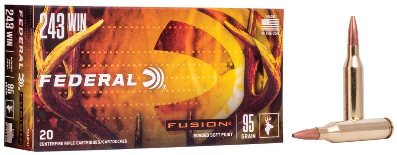 Federal F243FS1 Fusion 243Win 95gr Bonded Soft Point 20 Per Box/10 Case