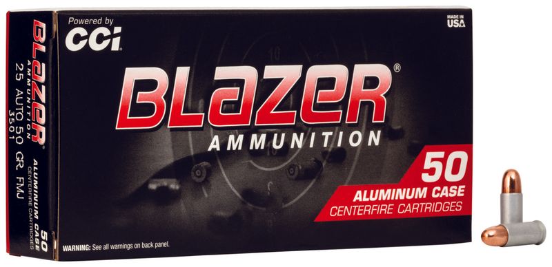 CCI 3501 Blazer Handgun 25ACP 50gr Total Metal Jacket