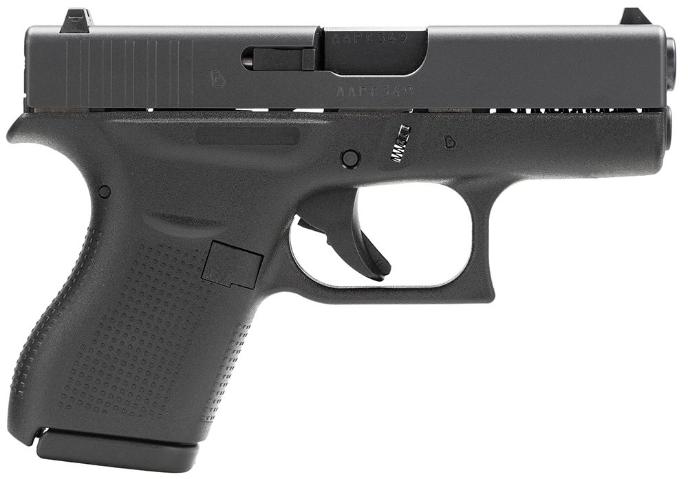 GlockG42 Gen3 Sub-Compact 380 ACP 6+1 3.25" Black Polygonal Rifled Barrel, Matte Black Serrated Slide, Black Polymer Frame, Black Textured Polymer Grip, USA Made