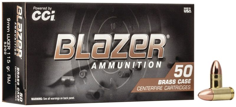 CCI Blazer Brass FMJ 9mm 115 Grain