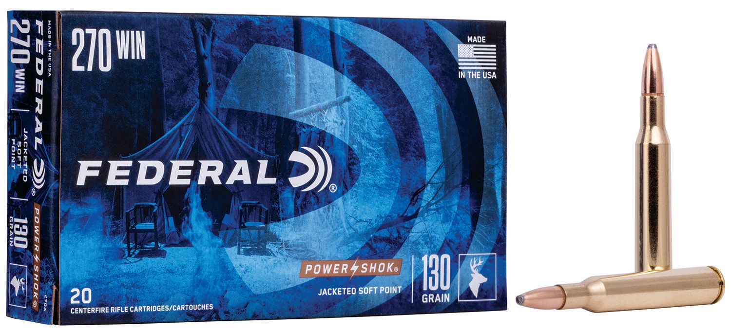 Federal 270A Power-Shok 270Win 130gr Jacketed Soft Point 20 Per Box