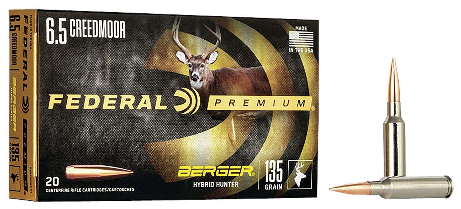 Federal P65CRDBCH1 Premium 6.5Creedmoor 135gr Berger Hybrid Hunter 20 Per Box