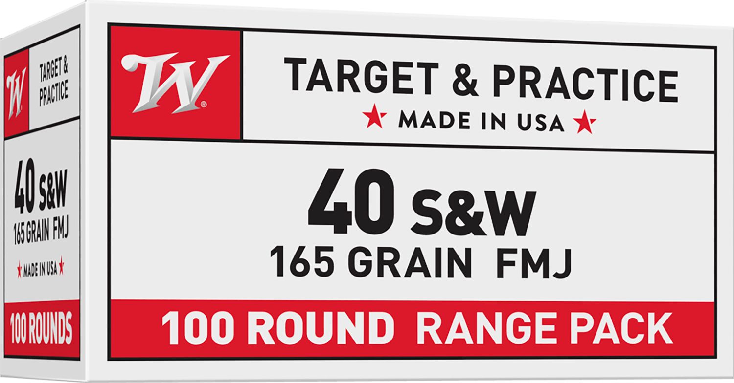 Winchester 40 S&amp;W FMJ 100 Rounds 165 Grain