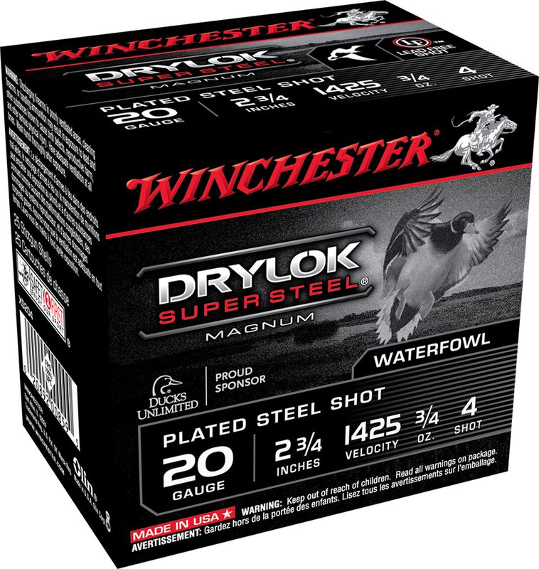 Winchester DryLok Steel Shot 20Ga. 2 3/4" #4 3/4"