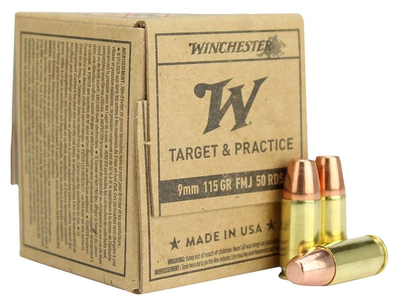 Winchester 9mm FMJ 50 Round 115 Grain