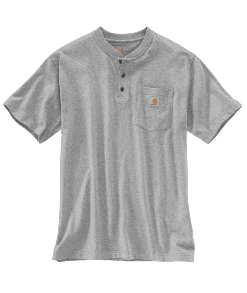 WorkWear Pockets SS Henley Heather Grey XXLarge Reg